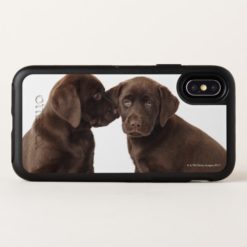 Two chocolate Labrador Retriever Puppies OtterBox Symmetry iPhone X Case