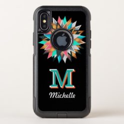 Unique Modern Art Colorful Spikes Bold Monogrammed OtterBox Commuter iPhone X Case