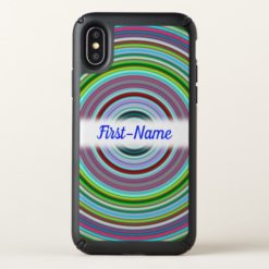 Vibrant Colorful Circles/Rings Pattern + Name Speck iPhone X Case