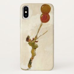 Vintage Boy with Red Balloons at a Birthday Party iPhone X Case