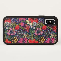 Vintage Bright Floral Pattern Fabric iPhone X Case