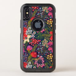 Vintage Bright Floral Pattern Fabric iPhone X Case