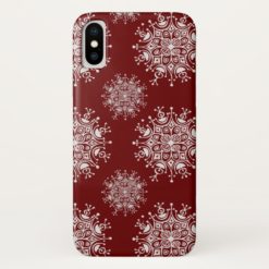 Vintage Christmas Snowflakes Red Blizzard Pattern iPhone X Case