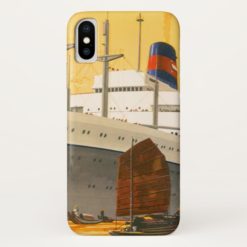 Vintage Cruise Ship to the Orient with Junks Boats iPhone X Case