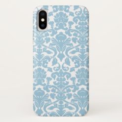 Vintage Damask Pattern - Light Blue iPhone X Case