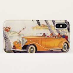 Vintage Family Vacation in a Convertible Car iPhone X Case