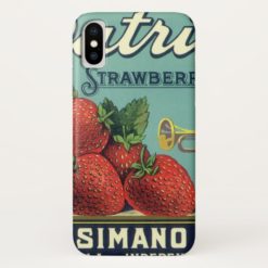 Vintage Fruit Crate Label Art Patriot Strawberries iPhone X Case