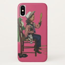 Vintage Girl Cowgirl Looking  Mirror She's so Vain iPhone X Case