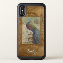 Vintage Peacock Personalized iPhone X Case