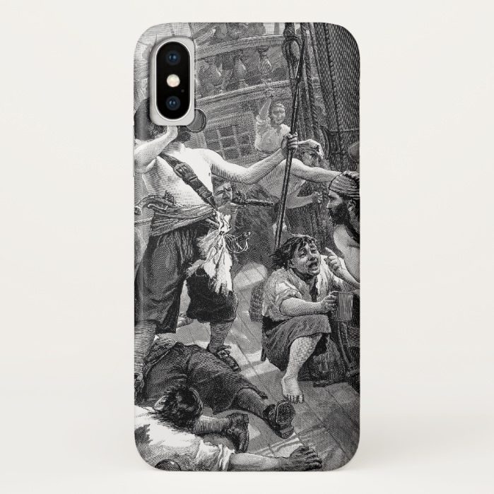 Vintage Pirates Fighting and Drinking on the Ship iPhone X Case
