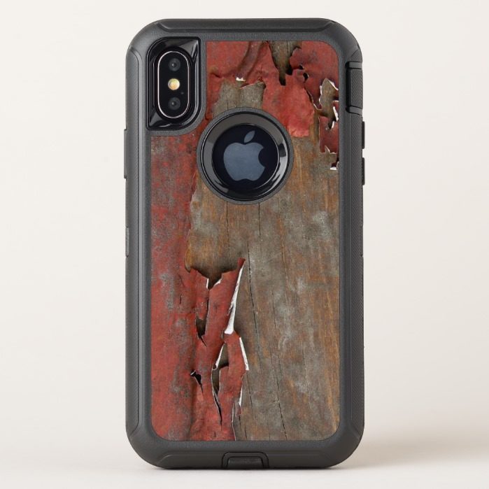Vintage Red Barn Wood OtterBox Defender iPhone X Case