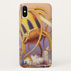 Vintage Science Fiction Alien War Invasion Octopus iPhone X Case