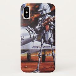 Vintage Science Fiction Military Robot Soldiers iPhone X Case