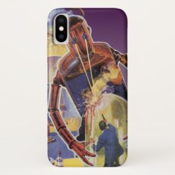 Vintage Science Fiction Robot with Laser Beam Eyes iPhone X Case