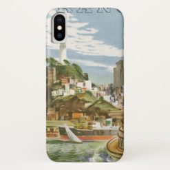 Vintage Travel Poster San Francisco Bay Ferry Boat iPhone X Case