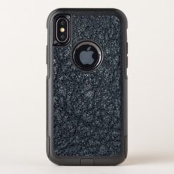 Vintage Worn Wrinkled Textured Black Leather OtterBox Commuter iPhone X Case