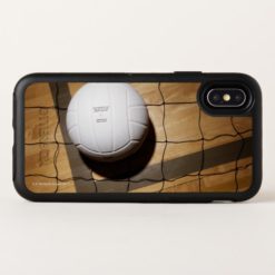 Volleyball and net on hardwood floor OtterBox symmetry iPhone x Case
