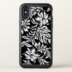 Waikiki Hibiscus Hawaiian Pareau Floral Black Speck iPhone X Case