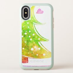 Watercolor Christmas Tree OtterBox Symmetry iPhone X Case