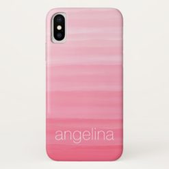 Watercolor Striped Pattern with Custom Name iPhone X Case