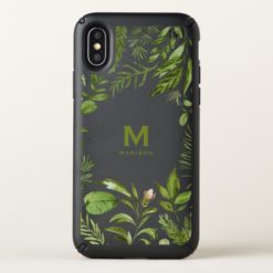 Watercolor Wild Green Foliage Monogram Speck iPhone X Case