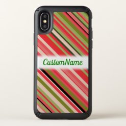 Watermelon-Inspired Stripes + Custom Name Speck iPhone X Case