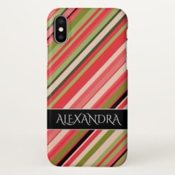 Watermelon-Inspired Stripes + Custom Name iPhone X Case