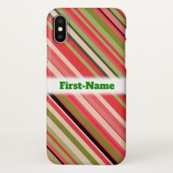 Watermelon-Inspired Stripes Custom Name iPhone X Case