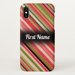 Watermelon-Inspired Stripes w/ Custom Name iPhone X Case