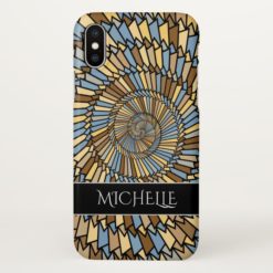 Wheat Harvest Colors Spiral Pattern + Custom Name iPhone X Case