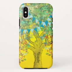 Whimsical Tree Birdcage Bright Color Musical Notes iPhone X Case