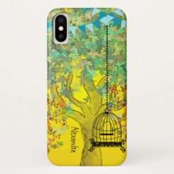 Whimsical Tree Birdcage Bright Color Musical Notes iPhone X Case