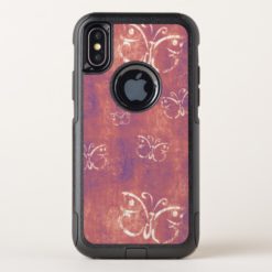 White Butterfly Pattern on Purple and Pink OtterBox Commuter iPhone X Case