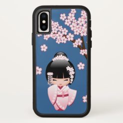 White Kimono Kokeshi Doll - Cute Geisha Girl iPhone X Case