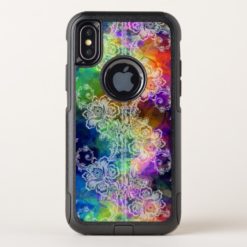 White Lace on Swirling Rainbow OtterBox Commuter iPhone X Case