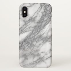 White Marble Stone And Gray Glitter iPhone X Case