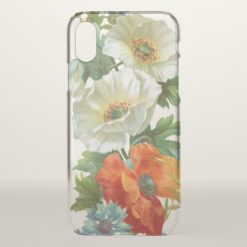 White Orange Poppy Floral iPhone X Clearly Case