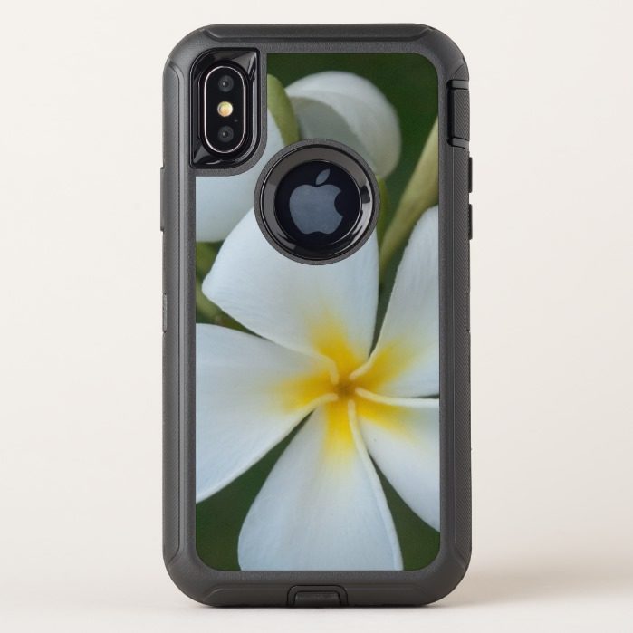White Tropical plumeria Flower From Fiji OtterBox Defender iPhone X Case