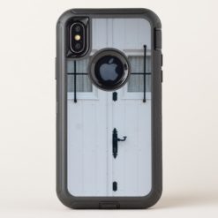 White Wooden Door With Black Wrought Iron Works OtterBox Defender iPhone X Case