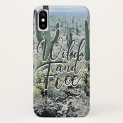Wild Free Vintage Cactus Desert Typography iPhone X Case