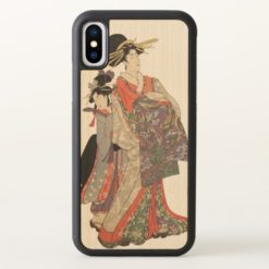 Woman in colorful kimono (Vintage Japanese print) iPhone X Case