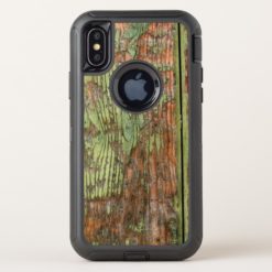 Worn and Weathered Green Barn Wood OtterBox Defender iPhone X Case