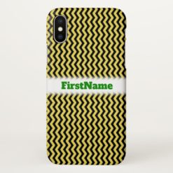 Yellow & Black Wavy Line Pattern Custom Name iPhone X Case