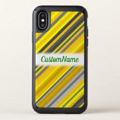 Yellow & Gray Stripes Pattern + Custom Name Speck iPhone X Case