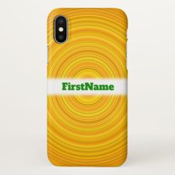 Yellow & Orange Circular Pattern Custom Name iPhone X Case