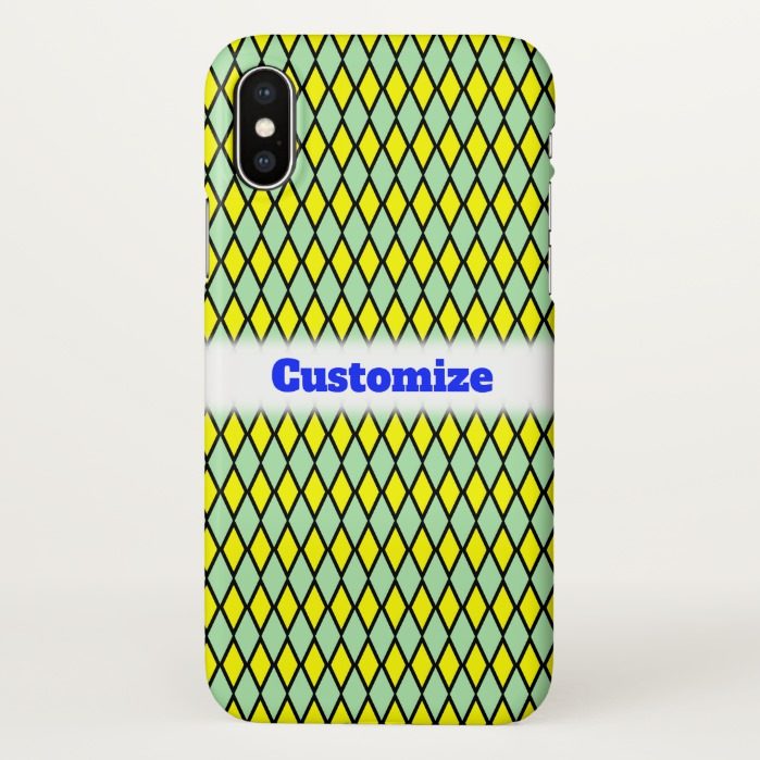 Yellow and Green Diamond Shape Pattern Name iPhone X Case