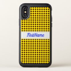 Yellow and Orange Dots/Circles Pattern + Name Speck iPhone X Case