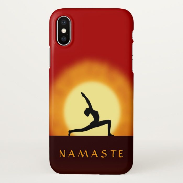 Yoga Sunrise Sunset Pose Silhouette Red Zazzle iPhone X Case