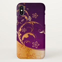 beautiful love purple gold flowers swirl art iPhone x Case