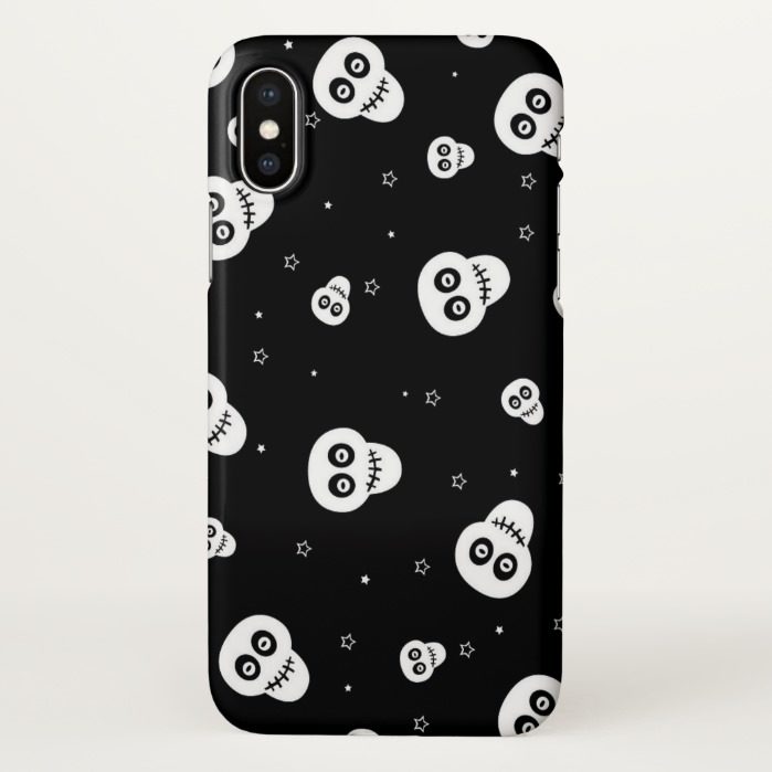 black white skull heads iPhone x Case
